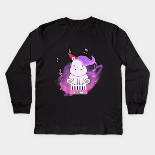 musician hippo Kids Long Sleeve T-Shirt